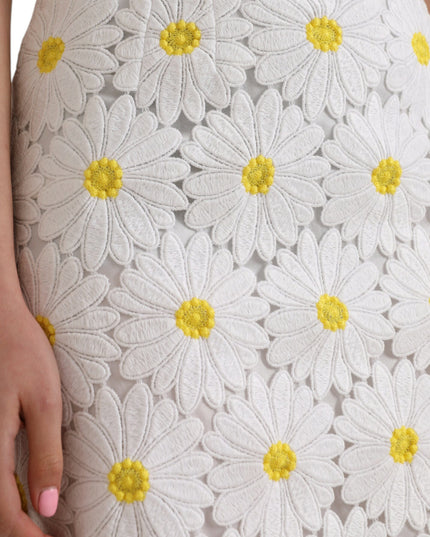 Dolce & Gabbana White Floral Pencil Straight Lace Skirt