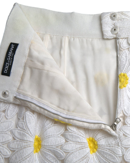 Dolce & Gabbana White Floral Pencil Straight Lace Skirt