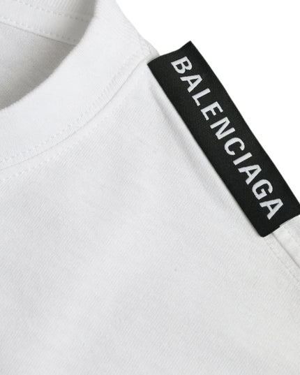 Balenciaga Off White Cotton Jersey Round Neck T-shirt