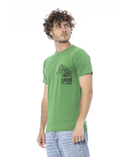 Cavalli Class Green Cotton Men T-Shirt