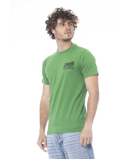 Cavalli Class Green Cotton Men T-Shirt