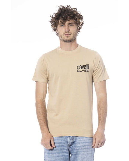 Cavalli Class Beige Cotton Men T-Shirt
