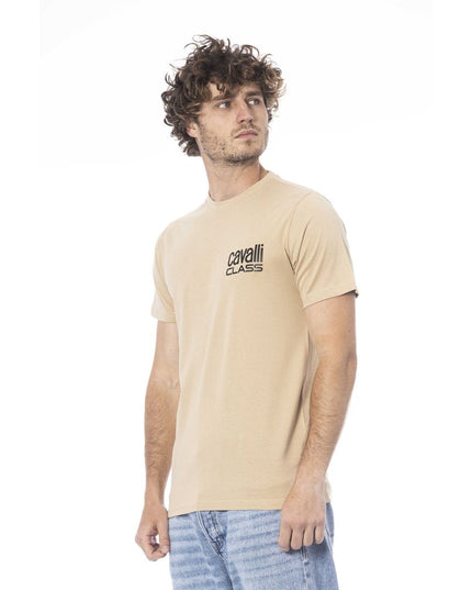 Cavalli Class Beige Cotton Men T-Shirt