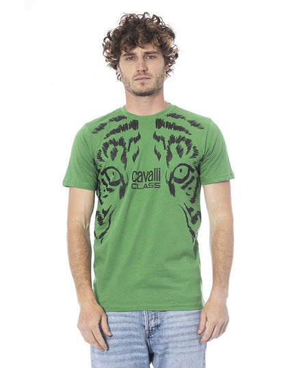 Cavalli Class Green Cotton Men T-Shirt