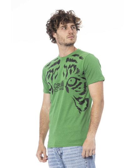 Cavalli Class Green Cotton Men T-Shirt