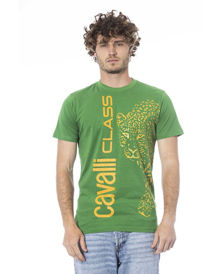 Cavalli Class Green Cotton Men T-Shirt