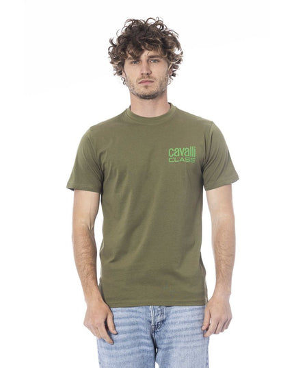Cavalli Class Green Cotton Men T-Shirt