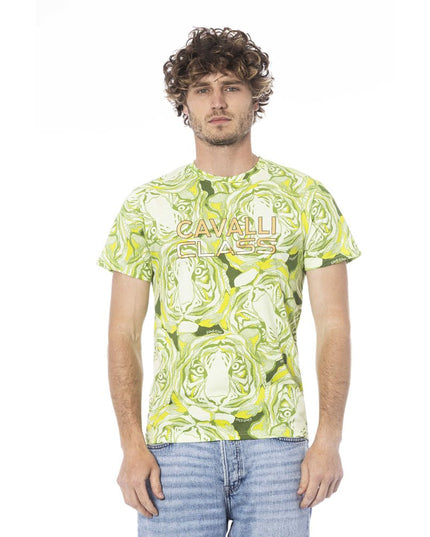 Cavalli Class Green Cotton Men T-Shirt