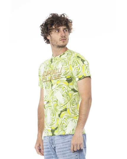 Cavalli Class Green Cotton Men T-Shirt