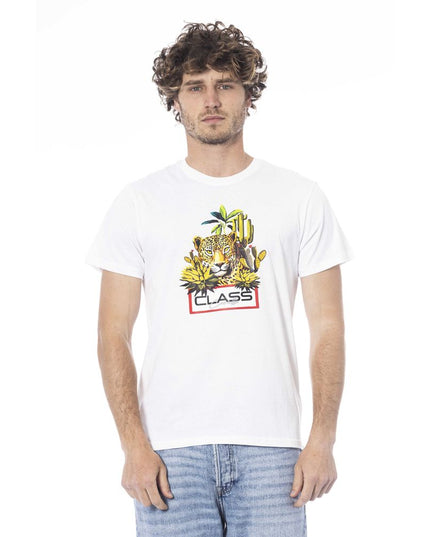 Cavalli Class White Cotton Men T-Shirt