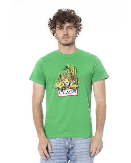 Cavalli Class Green Cotton Men T-Shirt