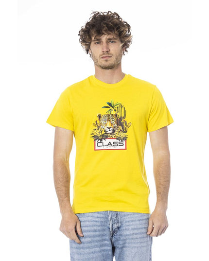Cavalli Class Yellow Cotton Men T-Shirt