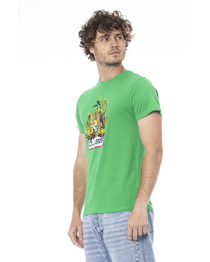 Cavalli Class Green Cotton Men T-Shirt