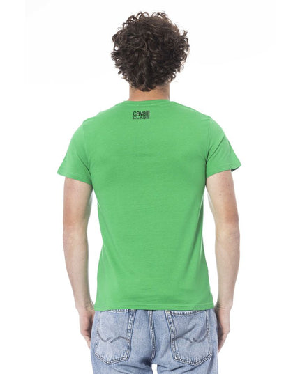 Cavalli Class Green Cotton Men T-Shirt