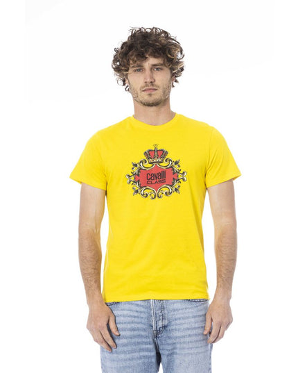 Cavalli Class Yellow Cotton Men T-Shirt