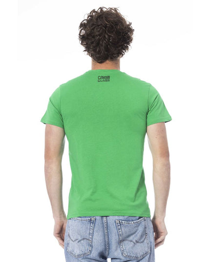 Cavalli Class Green Cotton Men T-Shirt