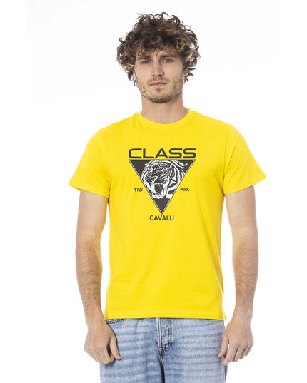 Cavalli Class Yellow Cotton Men T-Shirt