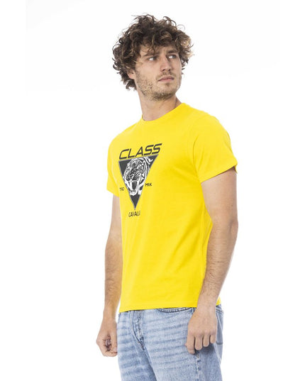 Cavalli Class Yellow Cotton Men T-Shirt
