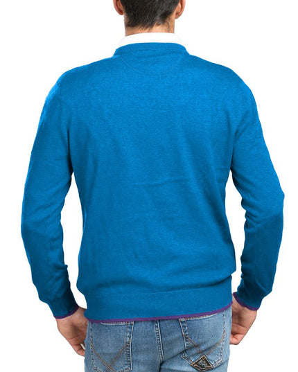 La Martina Blue Cotton Men Sweater
