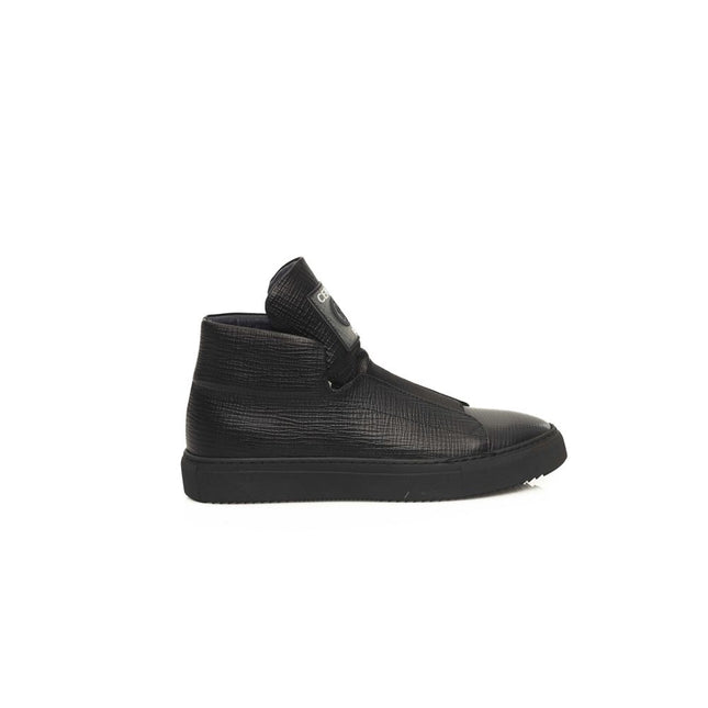 Cerruti 1881 Black Calfskin Men Sneaker