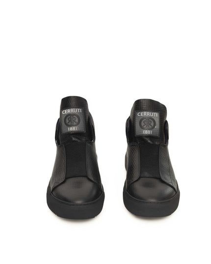 Cerruti 1881 Black Calfskin Men Sneaker