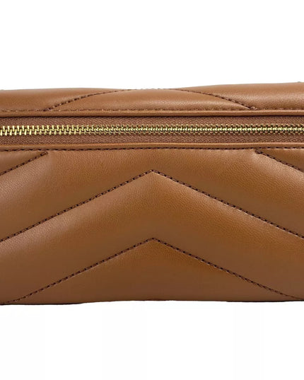 Michael Kors Jet Set Travel Large Quilted Leather Trifold Wallet Brown