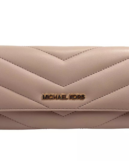 Michael Kors Jet Set Travel Large Quilted Leather Trifold Wallet Powder Blush