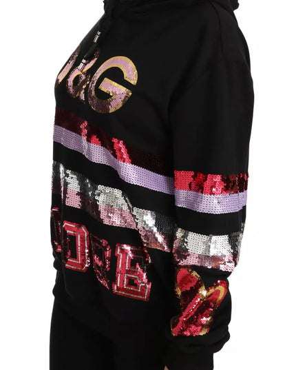 Dolce & Gabbana DG Sequined Hooded Pullover Sweater