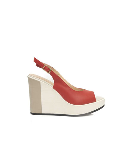 Cerruti 1881 Red Calfskin Women Sandal