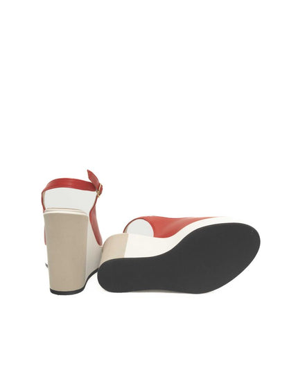 Cerruti 1881 Red Calfskin Women Sandal