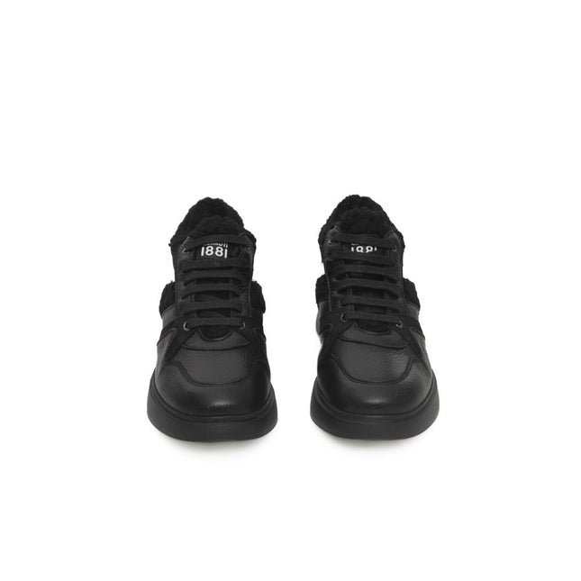 Cerruti 1881 Black Cowhide Women Platform Sneaker