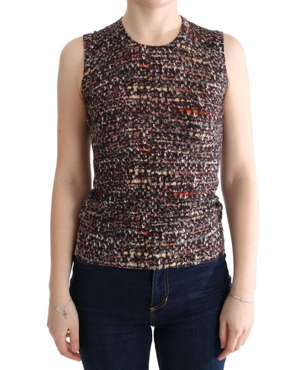 Dolce & Gabbana Multicolor Print Knit Top Wool T-shirt