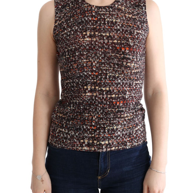 Dolce & Gabbana Multicolor Print Knit Top Wool T-shirt