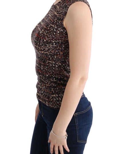 Dolce & Gabbana Multicolor Print Knit Top Wool T-shirt