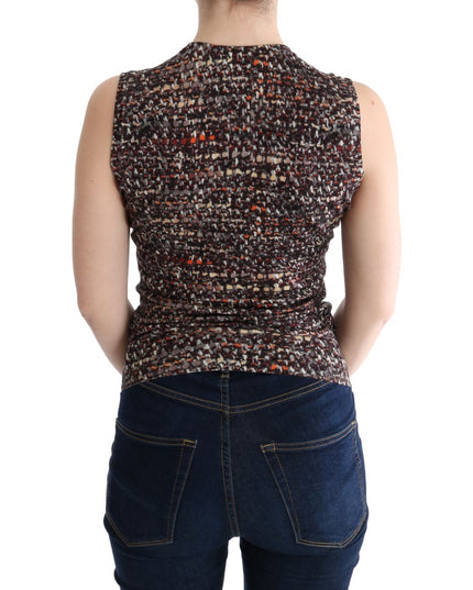 Dolce & Gabbana Multicolor Print Knit Top Wool T-shirt