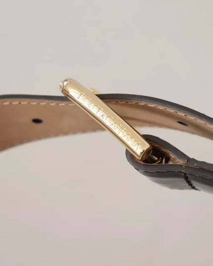 Dolce & Gabbana Black Leather Gold Metal Logo Engraved Buckle Belt