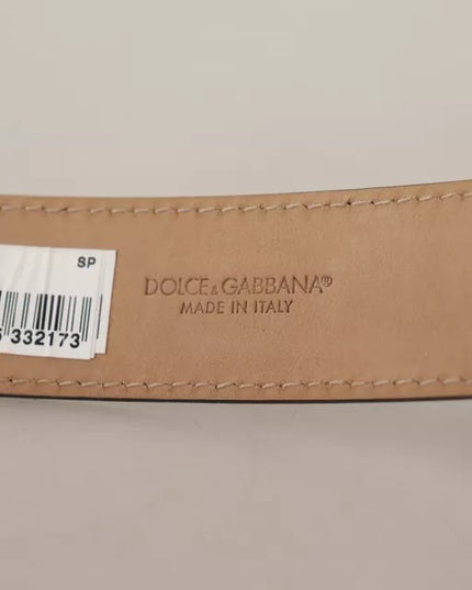 Dolce & Gabbana Black Leather Gold Metal Logo Engraved Buckle Belt
