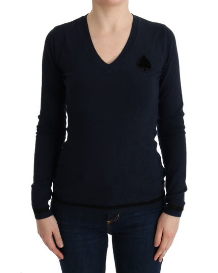 Costume National Blue V-neck Viscose Sweater