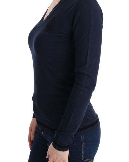 Costume National Blue V-neck Viscose Sweater