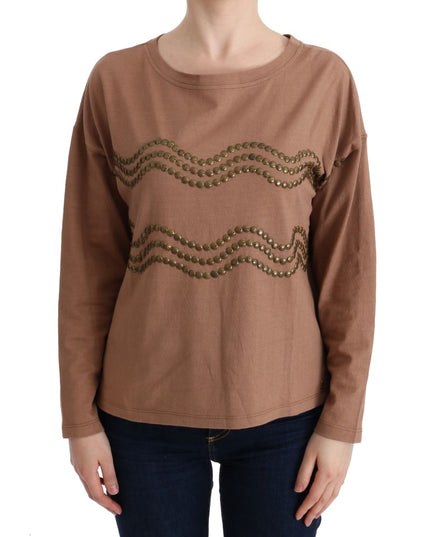 John Galliano Brown Cotton Studded Sweater