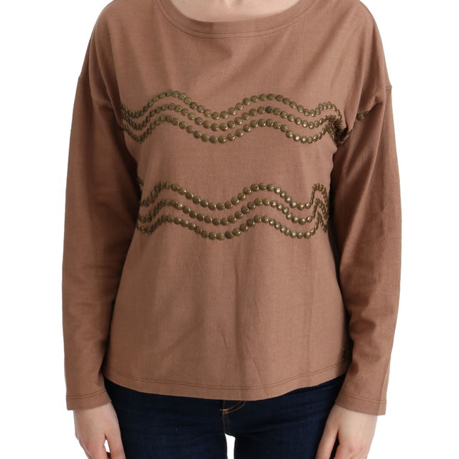 John Galliano Brown Cotton Studded Sweater