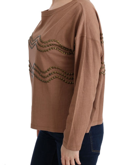 John Galliano Brown Cotton Studded Sweater