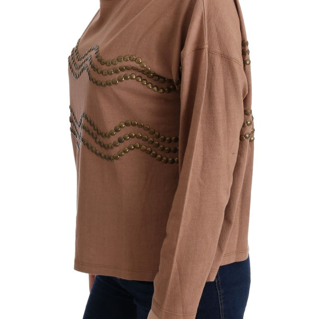 John Galliano Brown Cotton Studded Sweater