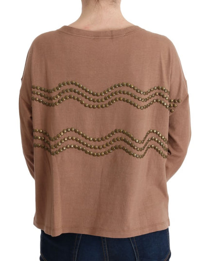 John Galliano Brown Cotton Studded Sweater