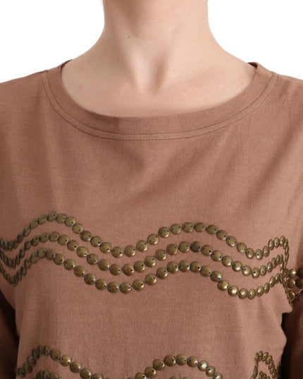 John Galliano Brown Cotton Studded Sweater
