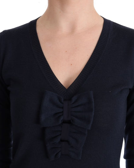 MARGHI LO' Blue Wool Long Sleeve Shift Dress