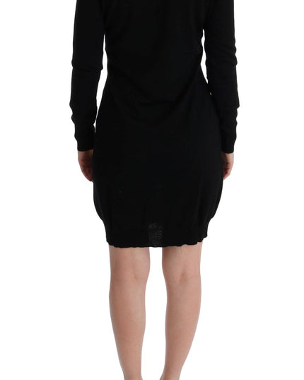 MARGHI LO' Black Wool Long Sleeve Shift Dress