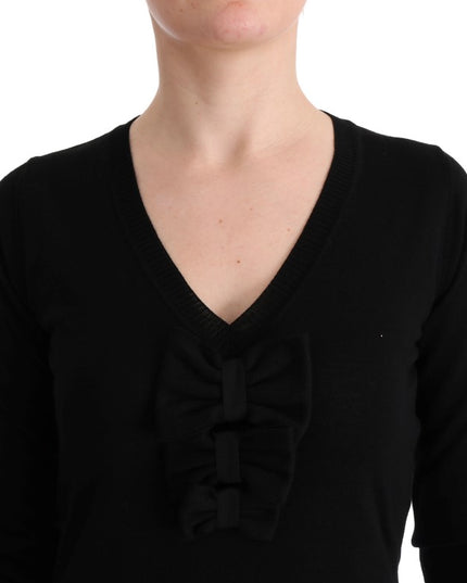 MARGHI LO' Black Wool Long Sleeve Shift Dress