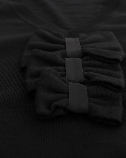 MARGHI LO' Black Wool Long Sleeve Shift Dress