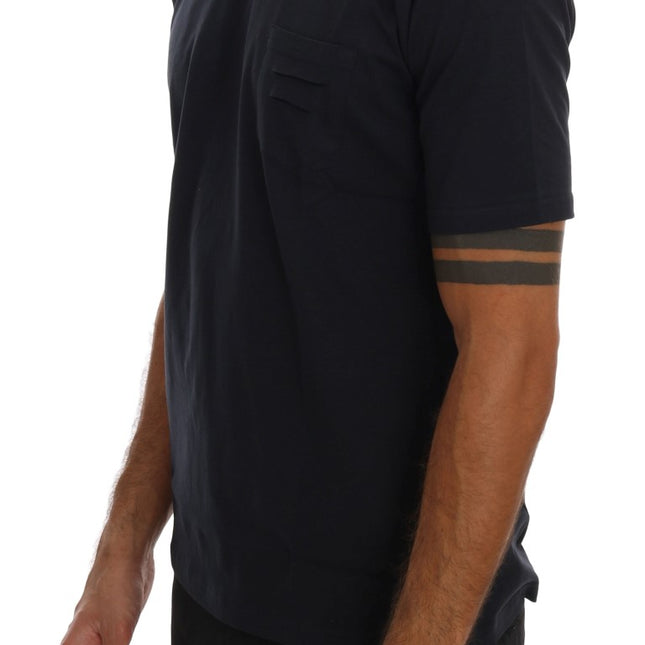 Daniele Alessandrini Blue Cotton V-neck T-Shirt